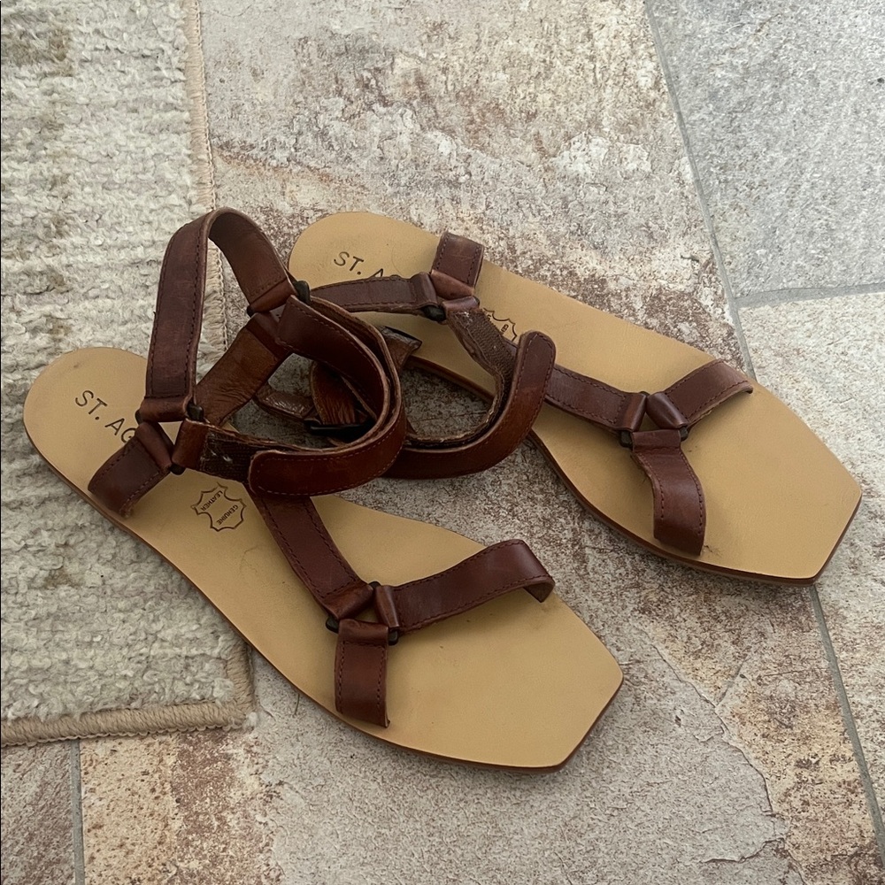 St. Agni Tan Leather Sandals